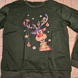 Christmas Sweatershirt Womens 2XL Rudolph the Red Nose Reindeer Ugly